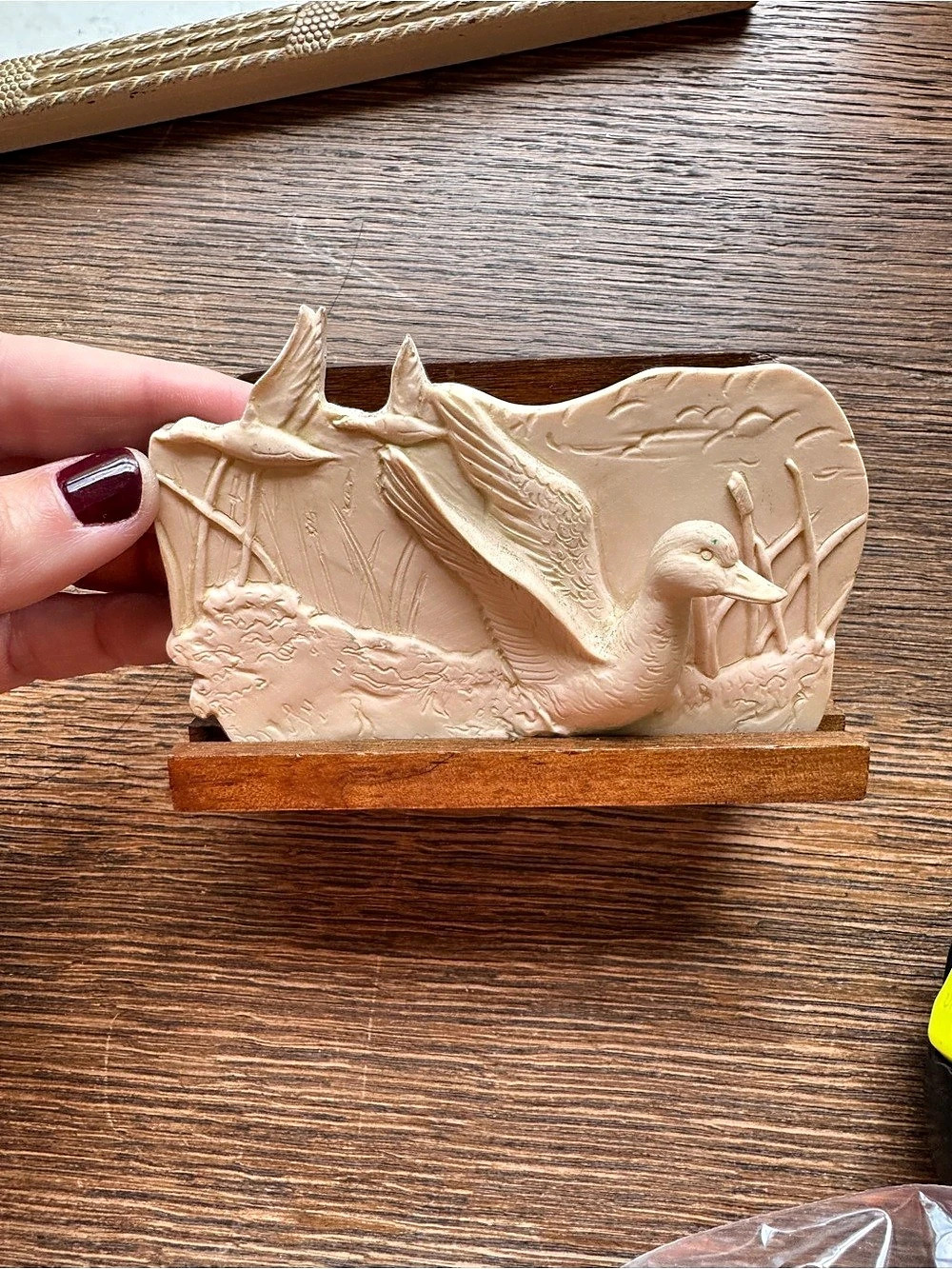 Vtg wood duck letter holder